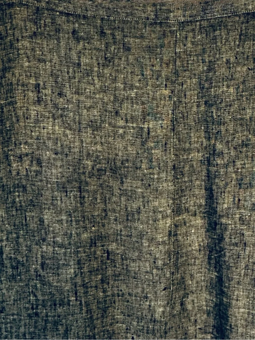 FLAX 100% Linen Midi Skirt Large Taupe Gray Textured Scalloped Overlay Lagenlook - Picture 5 of 13